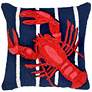 Frontporch Lobster on Stripes Navy 18" Indoor-Outdoor Pillow