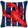 Frontporch Lobster on Stripes Navy 18" Indoor-Outdoor Pillow