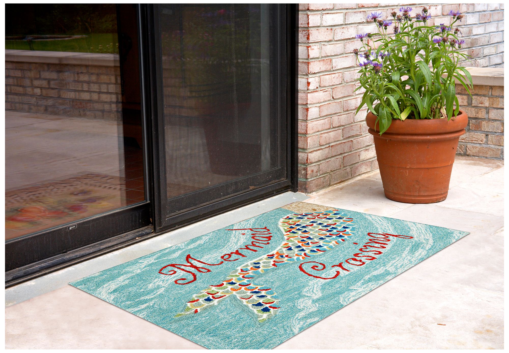 Thumbnail3 of Frontporch Mermaid Crossing 144803 1'8"x2'6" Blue Rug more views