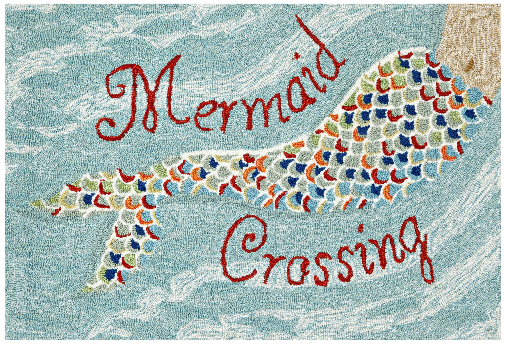 Thumbnail1 of Frontporch Mermaid Crossing 144803 2'6"x4' Blue Outdoor Rug