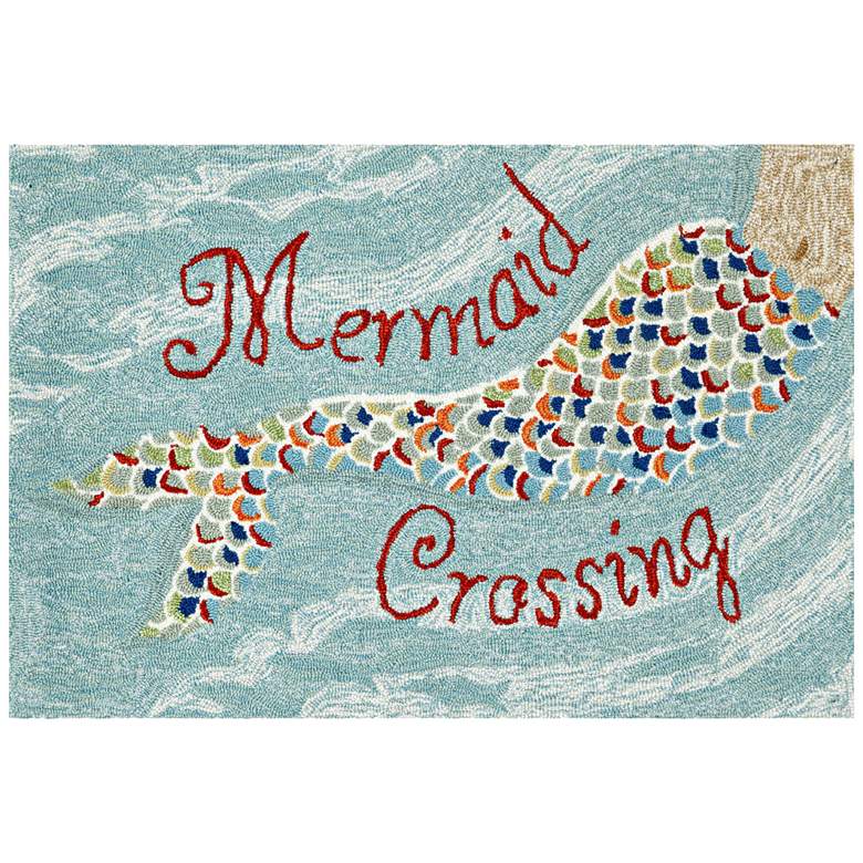 Image 1 Frontporch Mermaid Crossing 144803 5&#39;x7&#39;6 inch Blue Outdoor Rug
