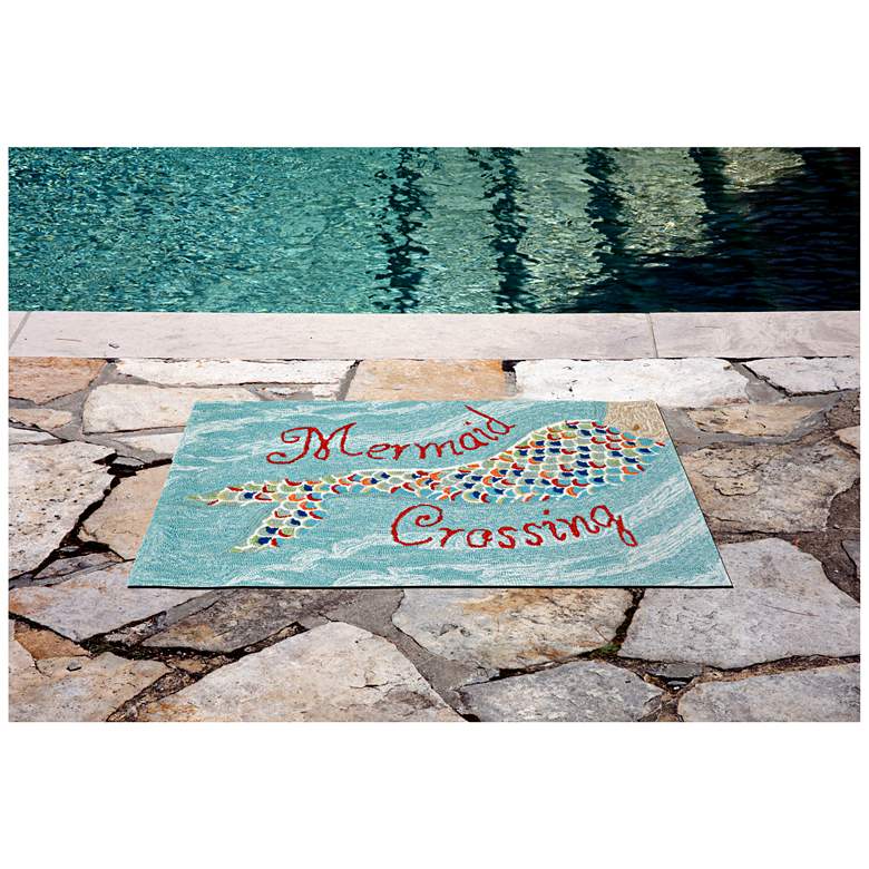 Image 2 Frontporch Mermaid Crossing 144803 5&#39;x7&#39;6 inch Blue Outdoor Rug more views