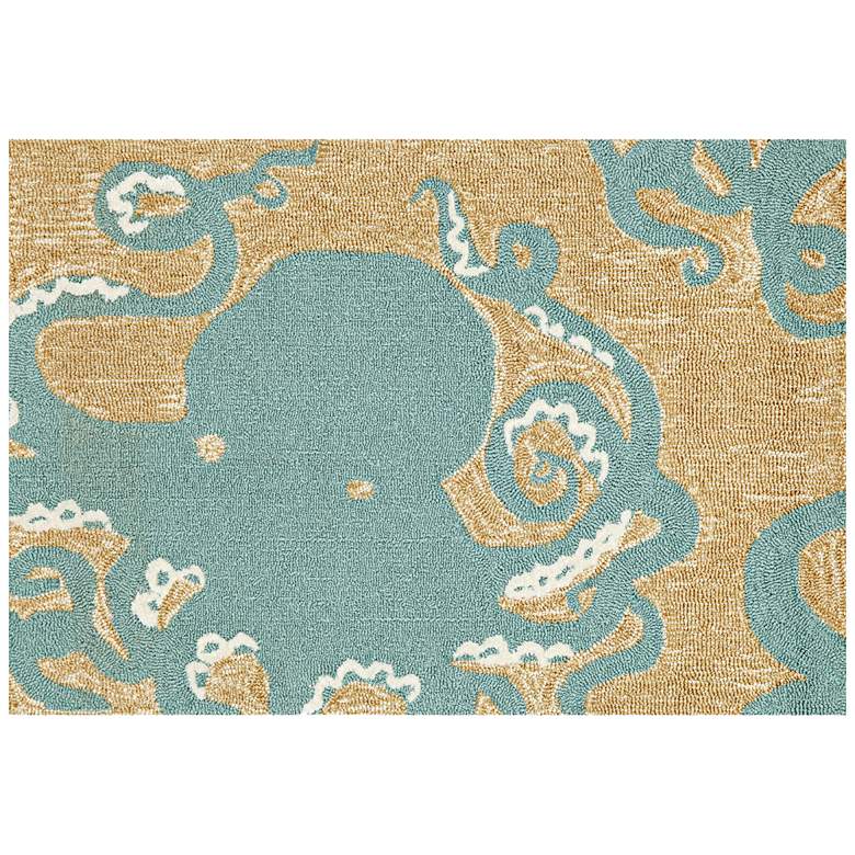 Image 1 Frontporch Octopus 143204 2&#39;6 inchx4&#39; Blue Outdoor Area Rug