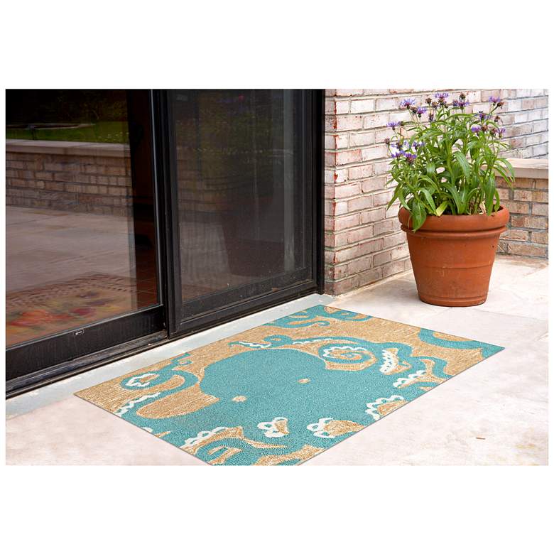 Image 2 Frontporch Octopus 143204 2'6"x4' Blue Outdoor Area Rug more views