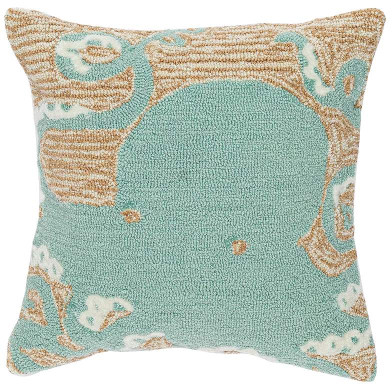Image 1 Frontporch Octopus Aqua 18" Square Indoor-Outdoor Pillow