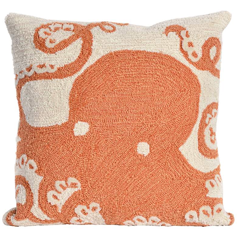 Image 1 Frontporch Octopus Coral 18" Square Indoor-Outdoor Pillow
