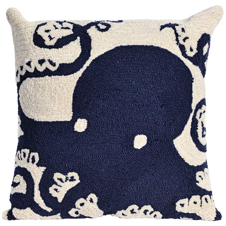 Image 1 Frontporch Octopus Navy 18 inch Square Indoor-Outdoor Pillow