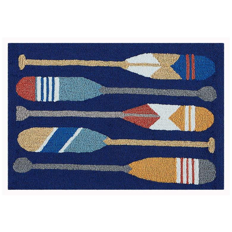 Image 2 Frontporch Paddles 450833 30 inchx48 inch Navy Outdoor Area Rug