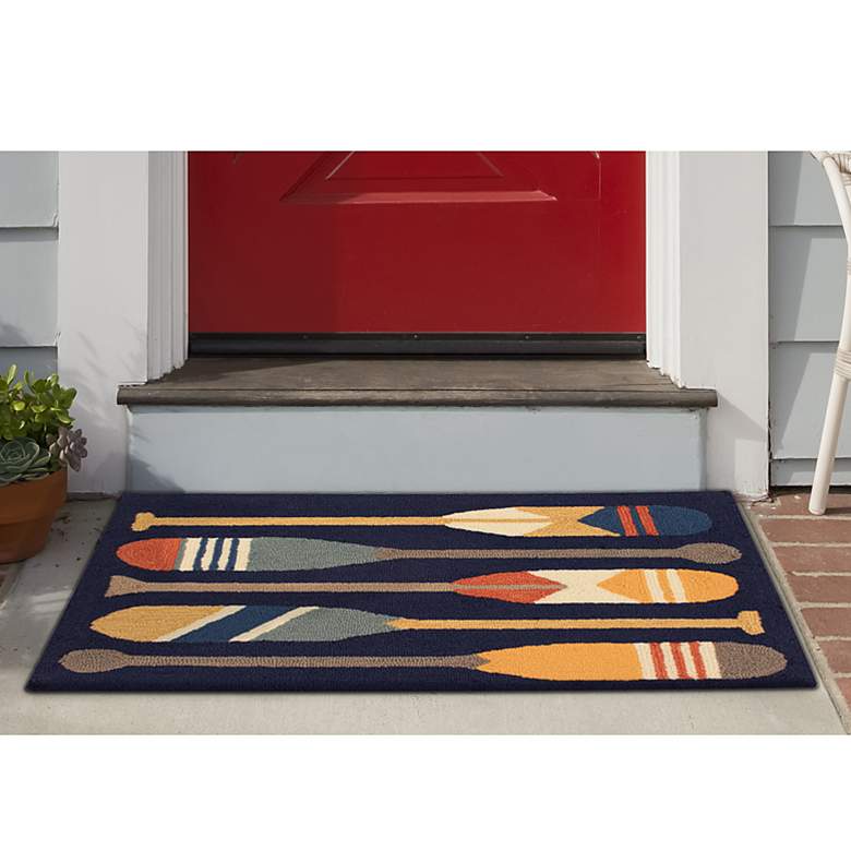 Frontporch Paddles 450833 30 inchx48 inch Navy Outdoor Area Rug