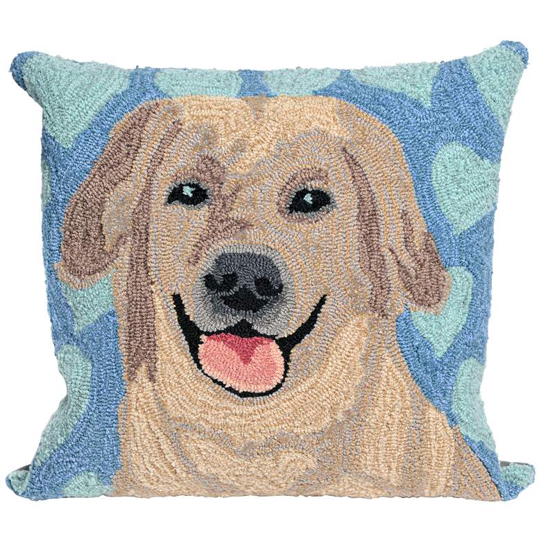 Image 1 Frontporch Puppy Love Blue 18 inch Square Indoor-Outdoor Pillow