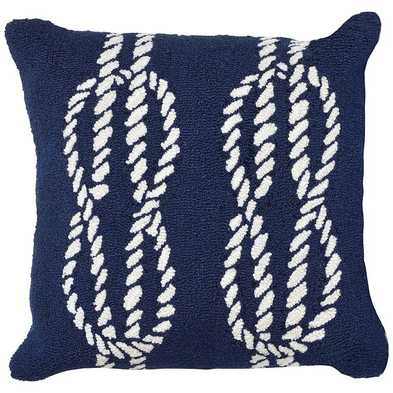Image 2 Frontporch Ropes Navy 18" Square Indoor-Outdoor Throw Pillow
