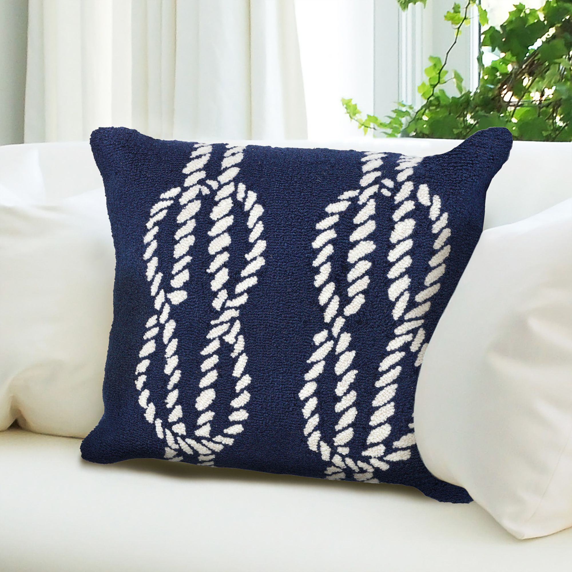 Frontporch Ropes Navy 18 Square Indoor Outdoor Throw Pillow