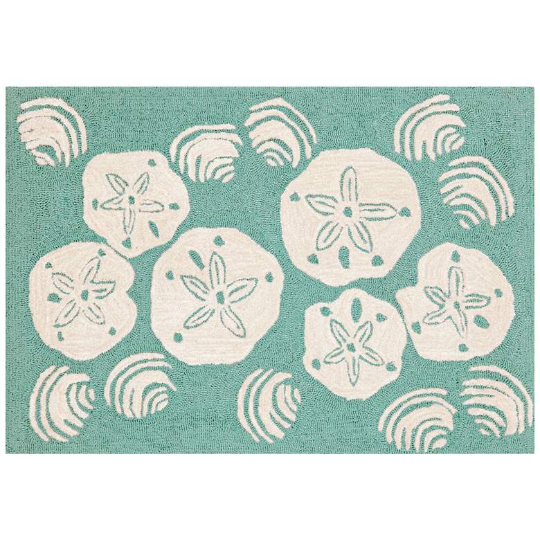 Image 1 Frontporch Shell Toss 140804 5&#39;x7&#39;6 inch Blue Outdoor Area Rug