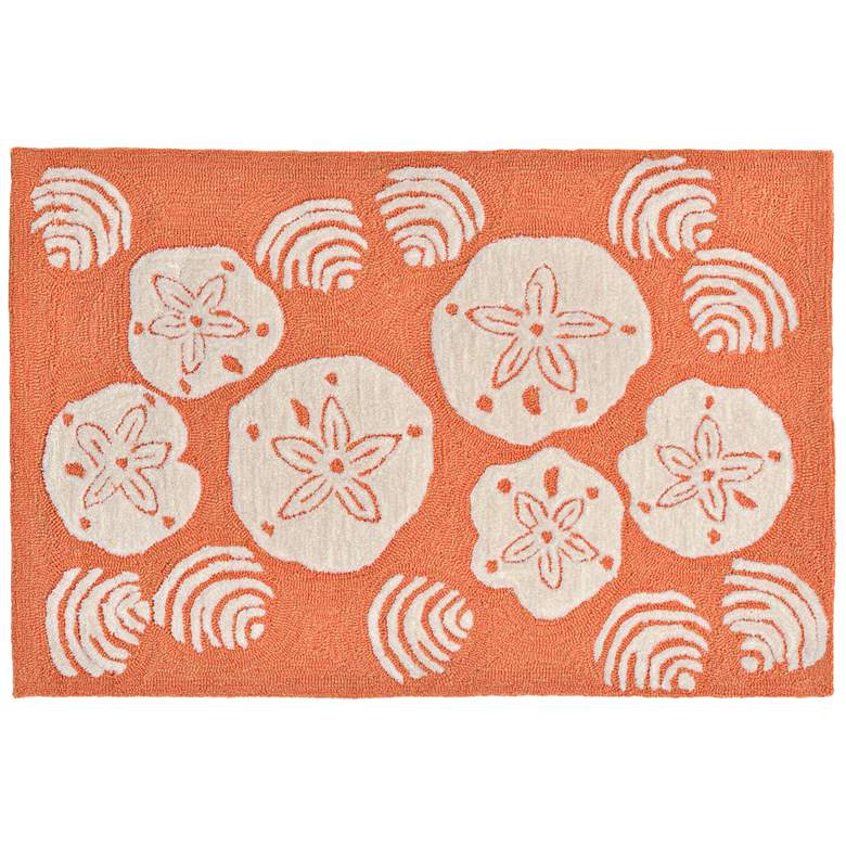 Image 1 Frontporch Shell Toss 140818 5&#39;x7&#39;6 inch Orange Outdoor Area Rug
