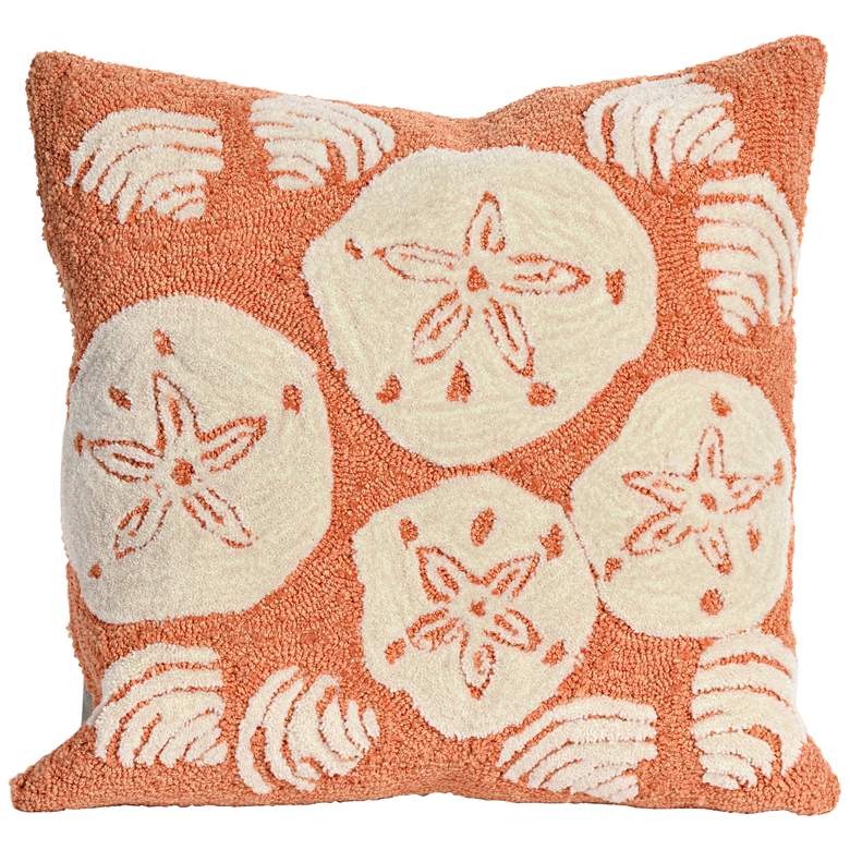 Image 1 Frontporch Shell Toss Coral 18 inch Square Indoor-Outdoor Pillow