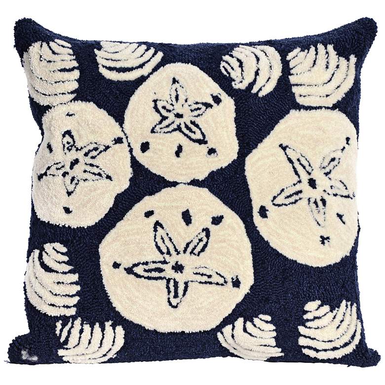 Image 1 Frontporch Shell Toss Navy 18 inch Square Indoor-Outdoor Pillow