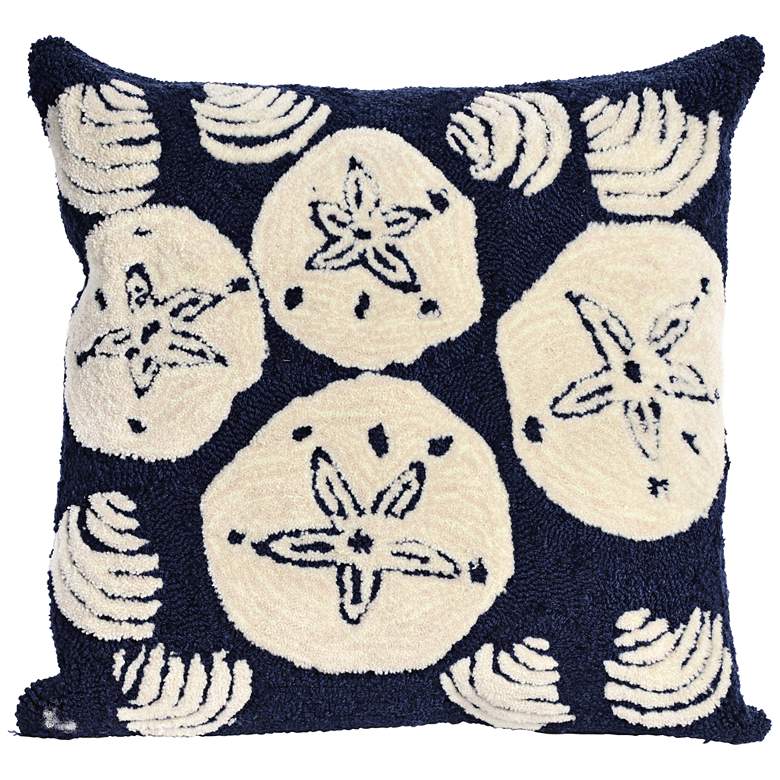 Image 1 Frontporch Shell Toss Navy 18" Square Indoor-Outdoor Pillow