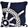 Frontporch Ship Wheel Navy 18" Square Indoor-Outdoor Pillow