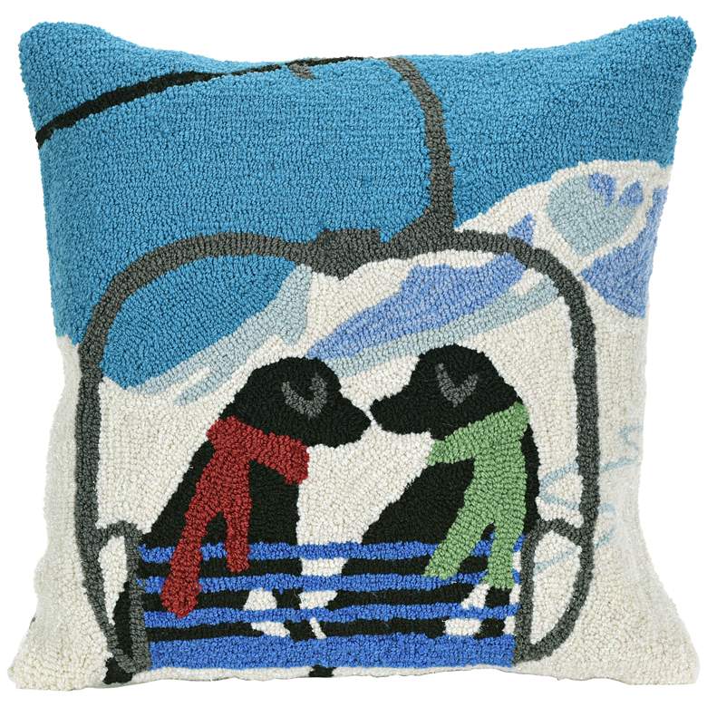 Image 1 Frontporch Ski Lift Love Winter 18 inch Square Outdoor Pillow