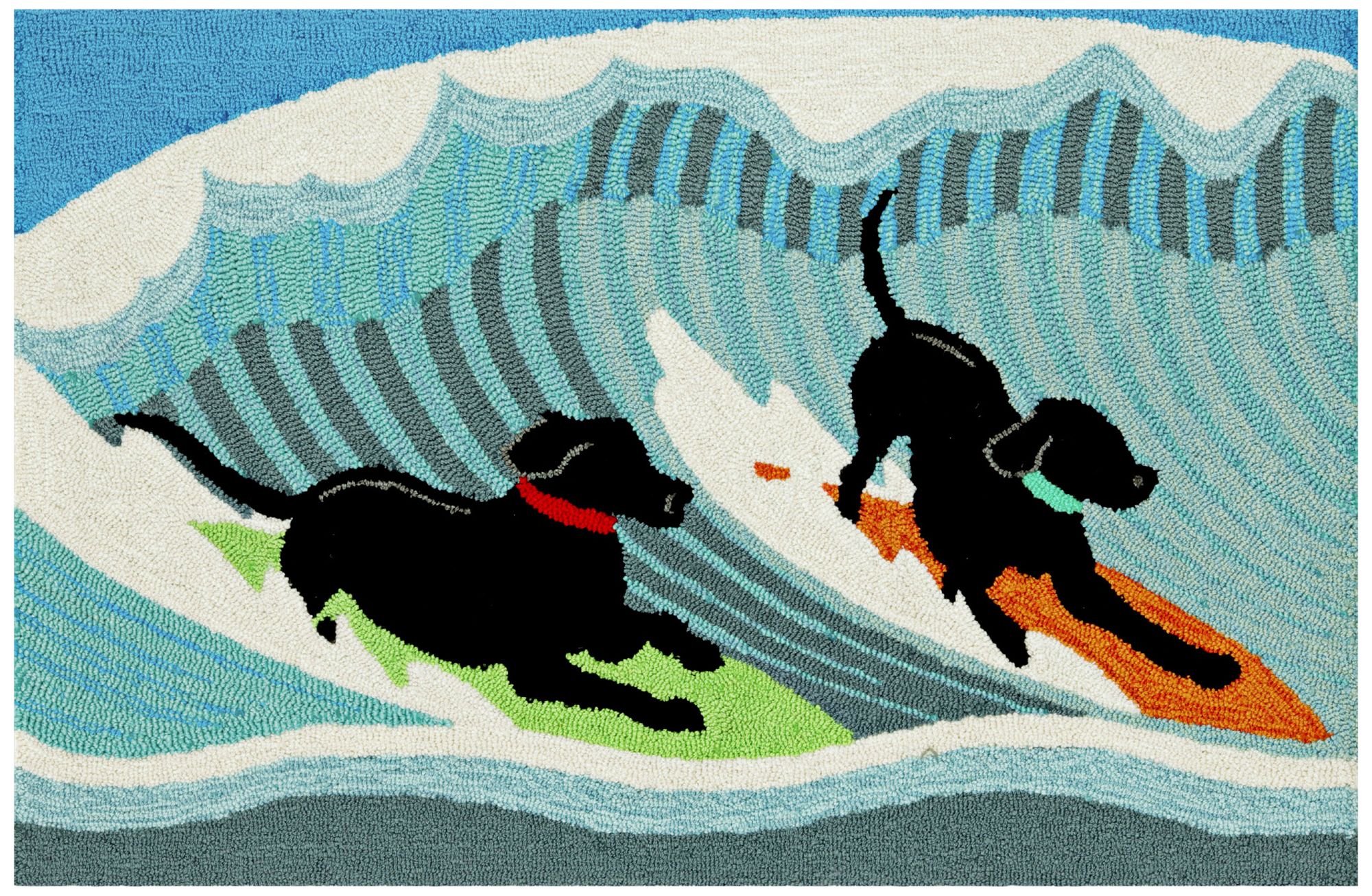 Thumbnail1 of Frontporch Surfing Dogs 147304 2'x3' Blue Outdoor Area Rug