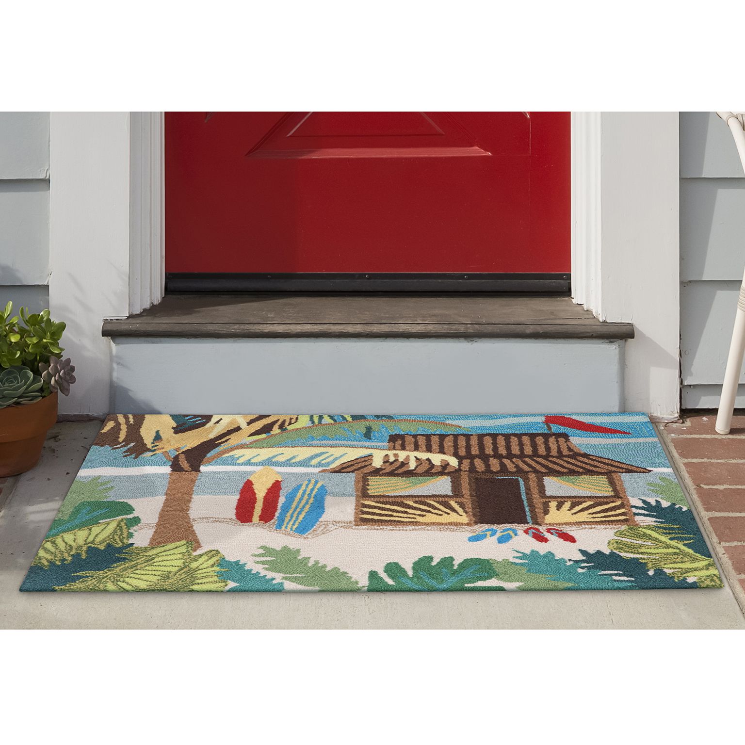 Thumbnail1 of Frontporch Tiki Hut 153644 24"x36" Multi-Color Outdoor Rug