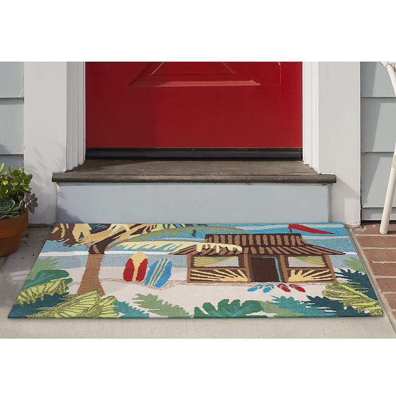 Image 1 Frontporch Tiki Hut 153644 30 inchx48 inch Multi-Color Outdoor Rug