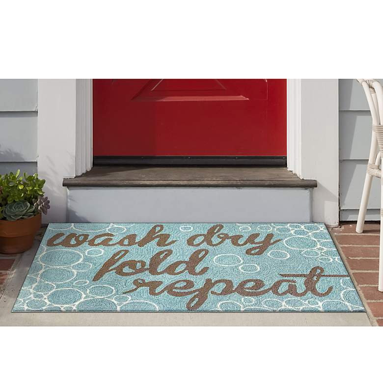 Image 1 Frontporch Wash..and Repeat 154904 30 inchx48 inch Aqua Area Rug