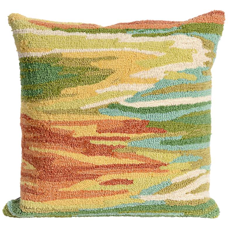 Image 1 Frontporch Watercolor Green 18 inch Square Indoor-Outdoor Pillow