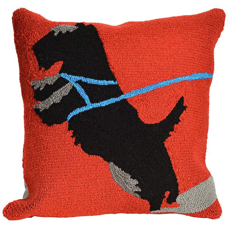 Image 1 Frontporch Who&#39;s Walking Who Red 18 inch Indoor-Outdoor Pillow