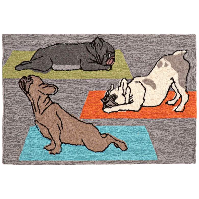 Image 1 Frontporch Yoga Dogs 148847 2&#39;6 inchx4&#39; Gray Outdoor Area Rug