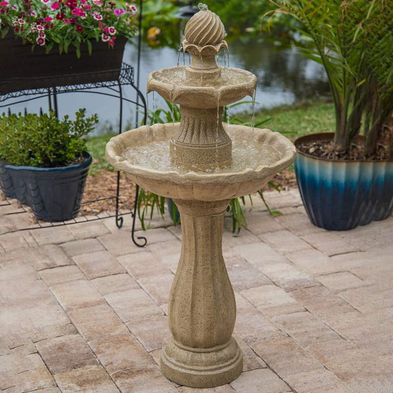 Image 1 Frost 44 1/4 inch High 3-Tier Outdoor Garden Solar Fountain