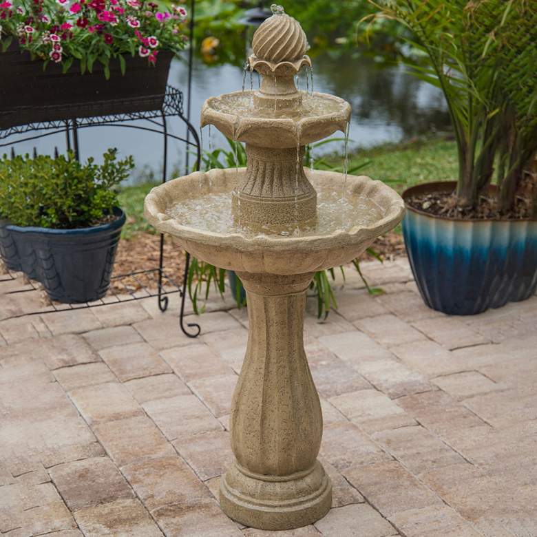 Image 1 Frost 44 1/4" High 3-Tier Outdoor Garden Solar Fountain