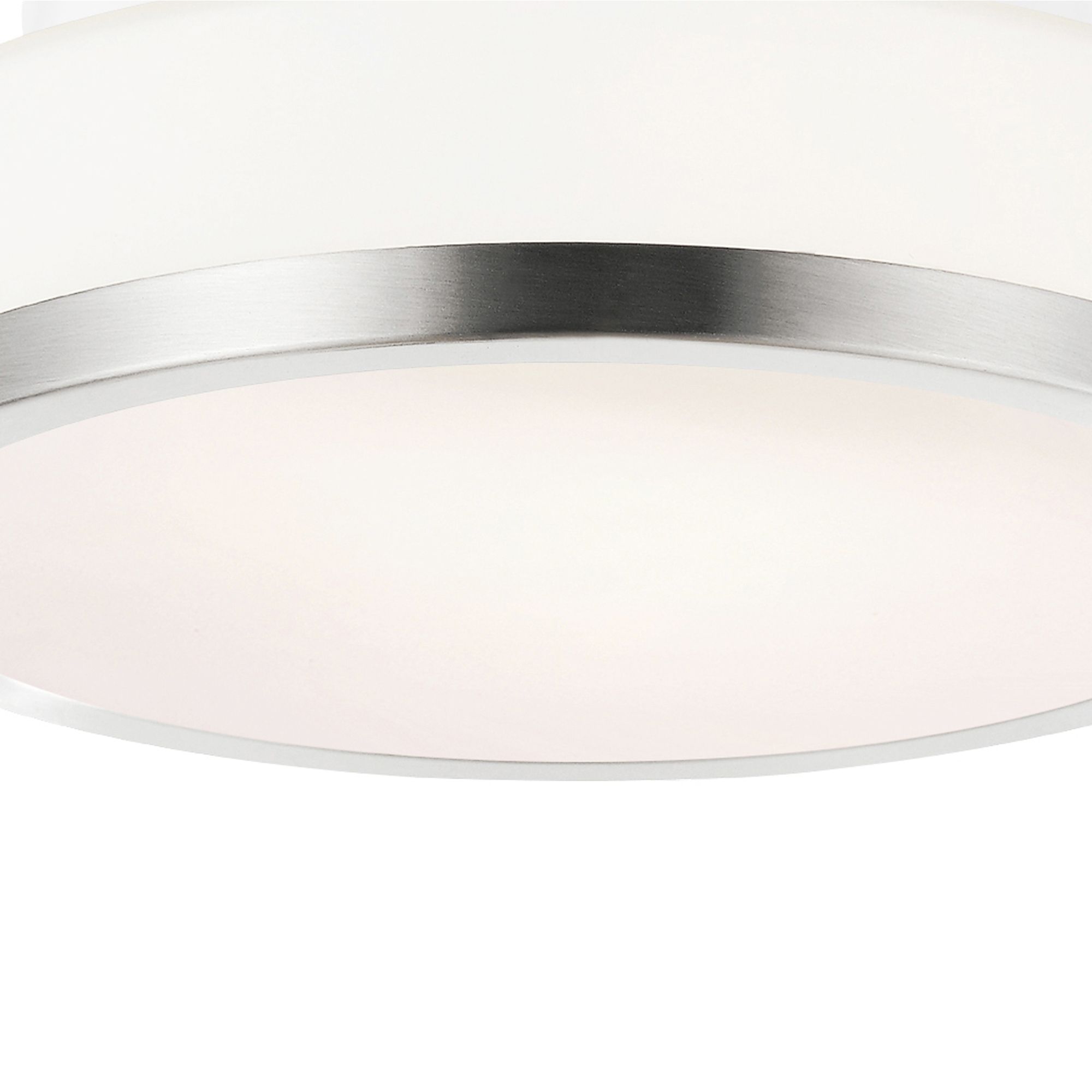 Thumbnail4 of Frosted 1 Light Drum Shade Flush Mount With Satin Nickel Finish more views