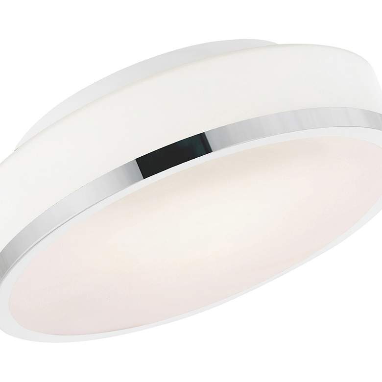 Image 2 Frosted 2 Light Drum Shade Flush Mount With Satin Nickel Finish more views