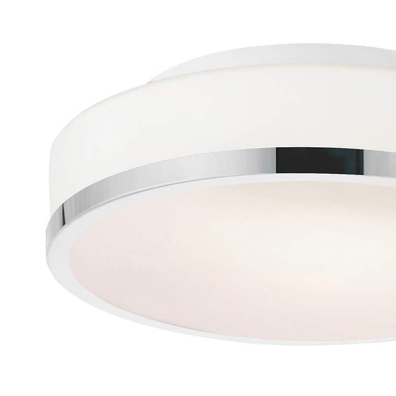 Image 3 Frosted 2 Light Drum Shade Flush Mount With Satin Nickel Finish more views