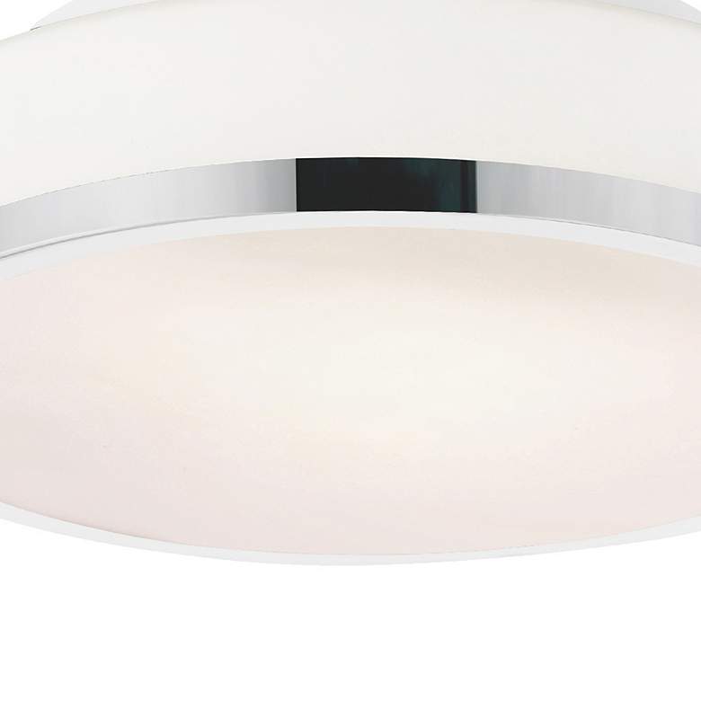 Image 4 Frosted 2 Light Drum Shade Flush Mount With Satin Nickel Finish more views