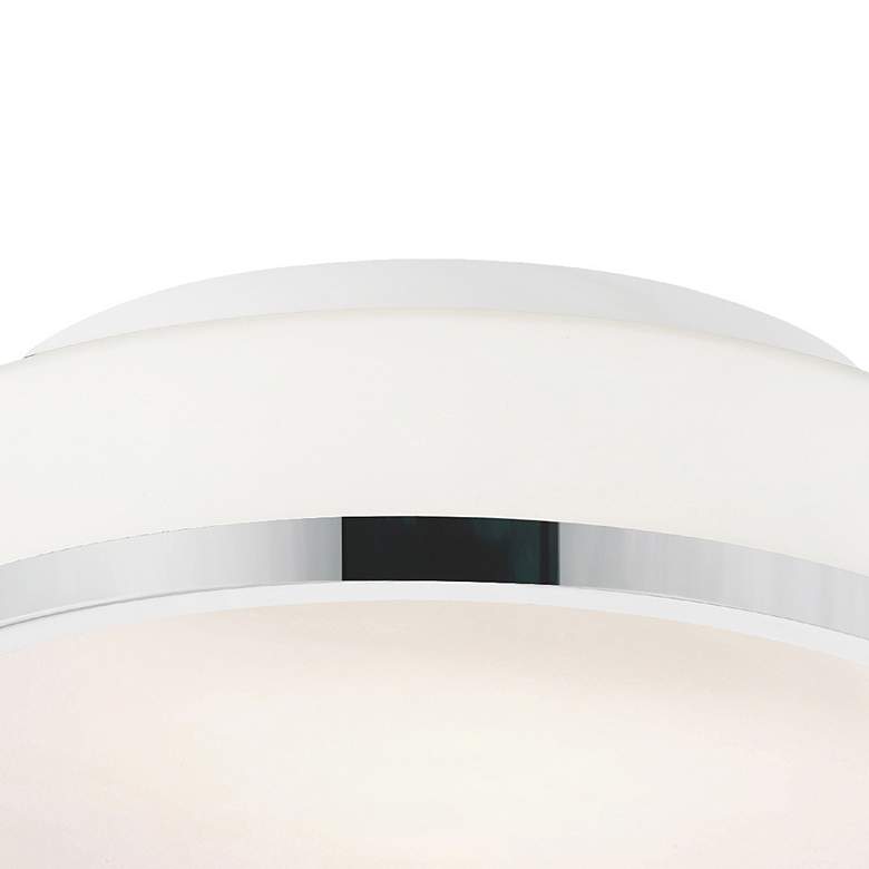 Image 5 Frosted 2 Light Drum Shade Flush Mount With Satin Nickel Finish more views