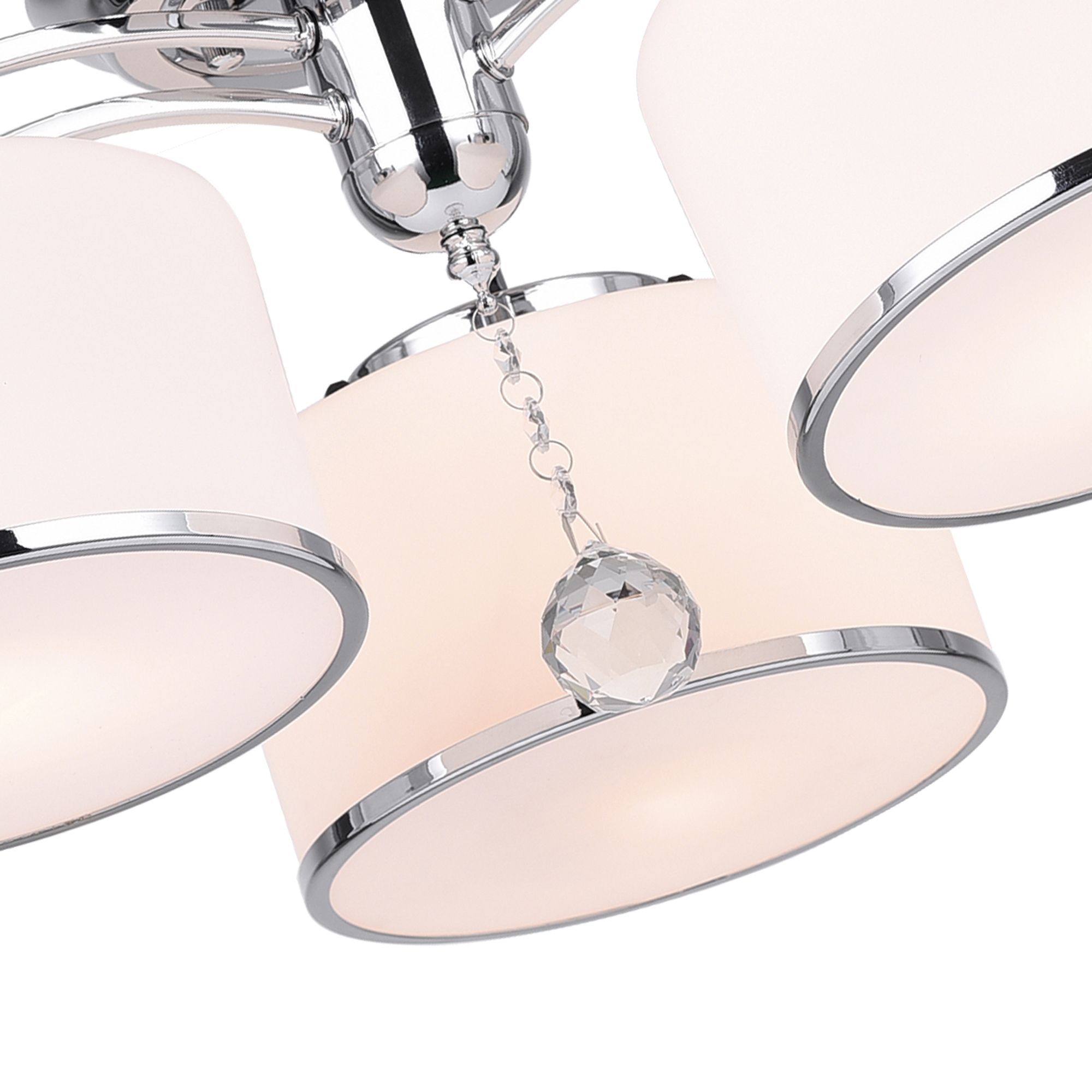 Thumbnail2 of Frosted 3 Light 24in Chrome Drum Shade Flush Mount more views