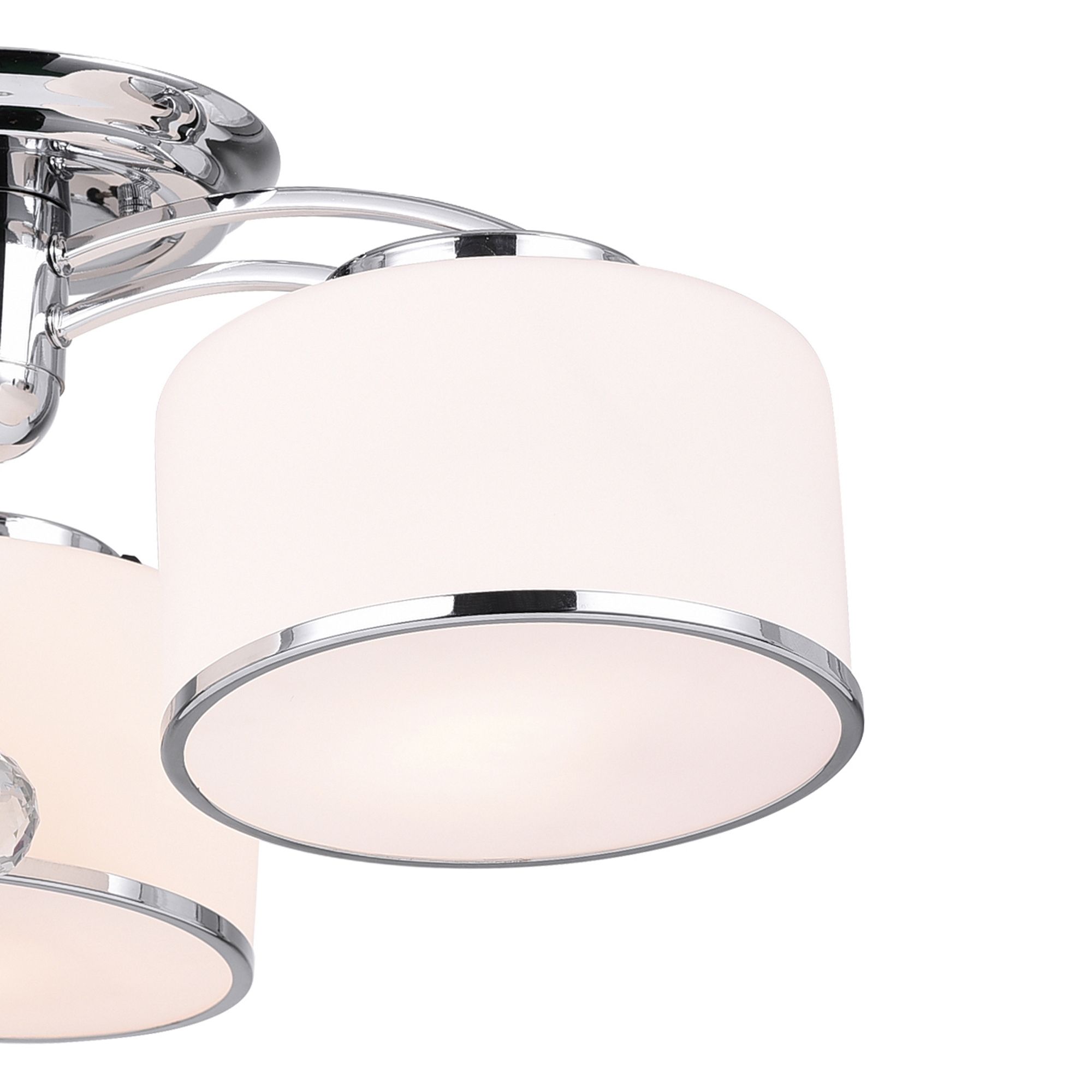 Thumbnail3 of Frosted 3 Light 24in Chrome Drum Shade Flush Mount more views