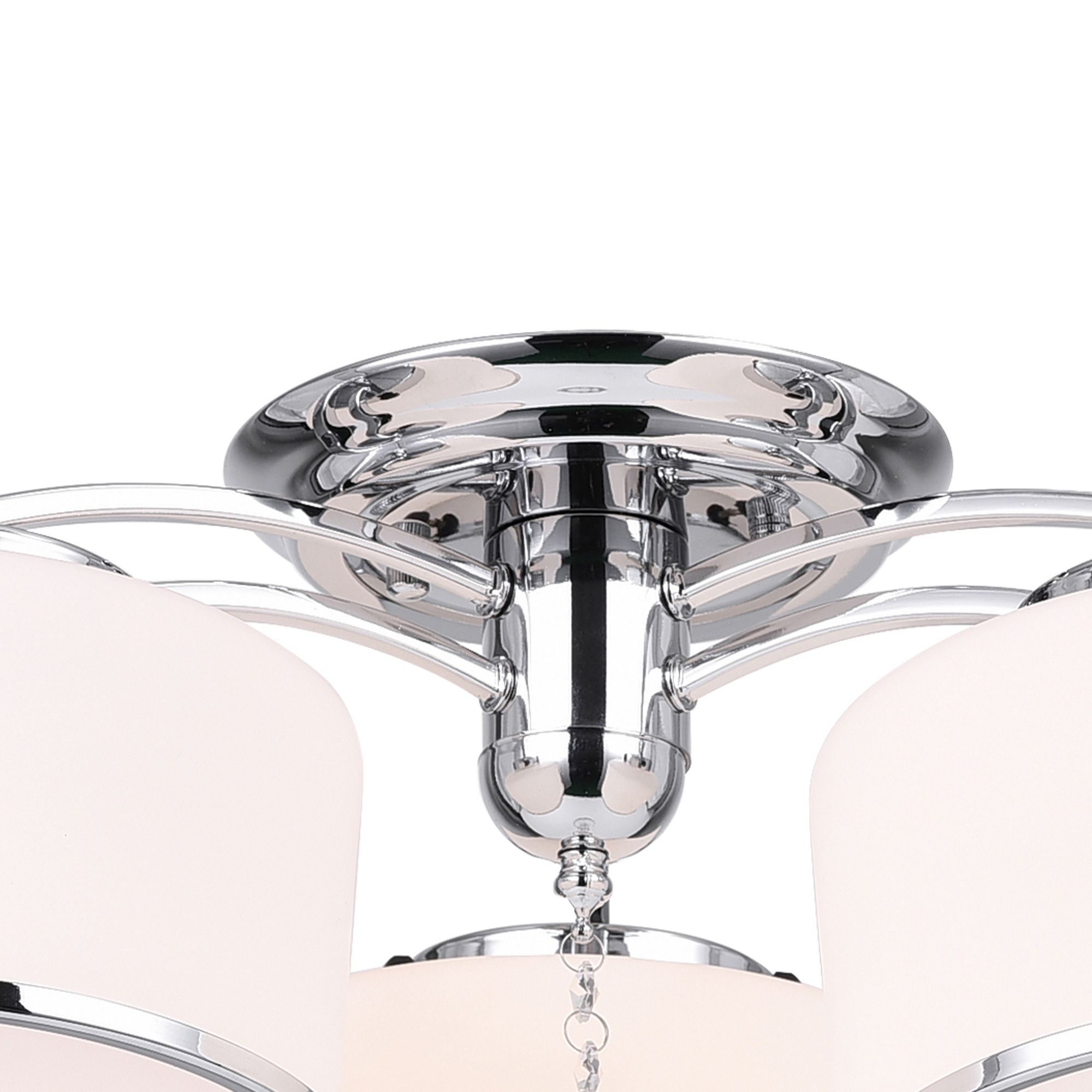 Thumbnail4 of Frosted 3 Light 24in Chrome Drum Shade Flush Mount more views