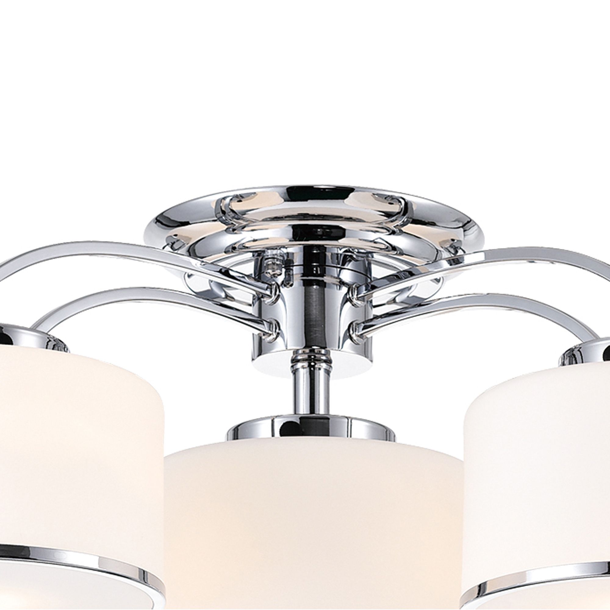 Image 4 Frosted 4 Light Drum Shade Flush Mount With Chrome Finish more views