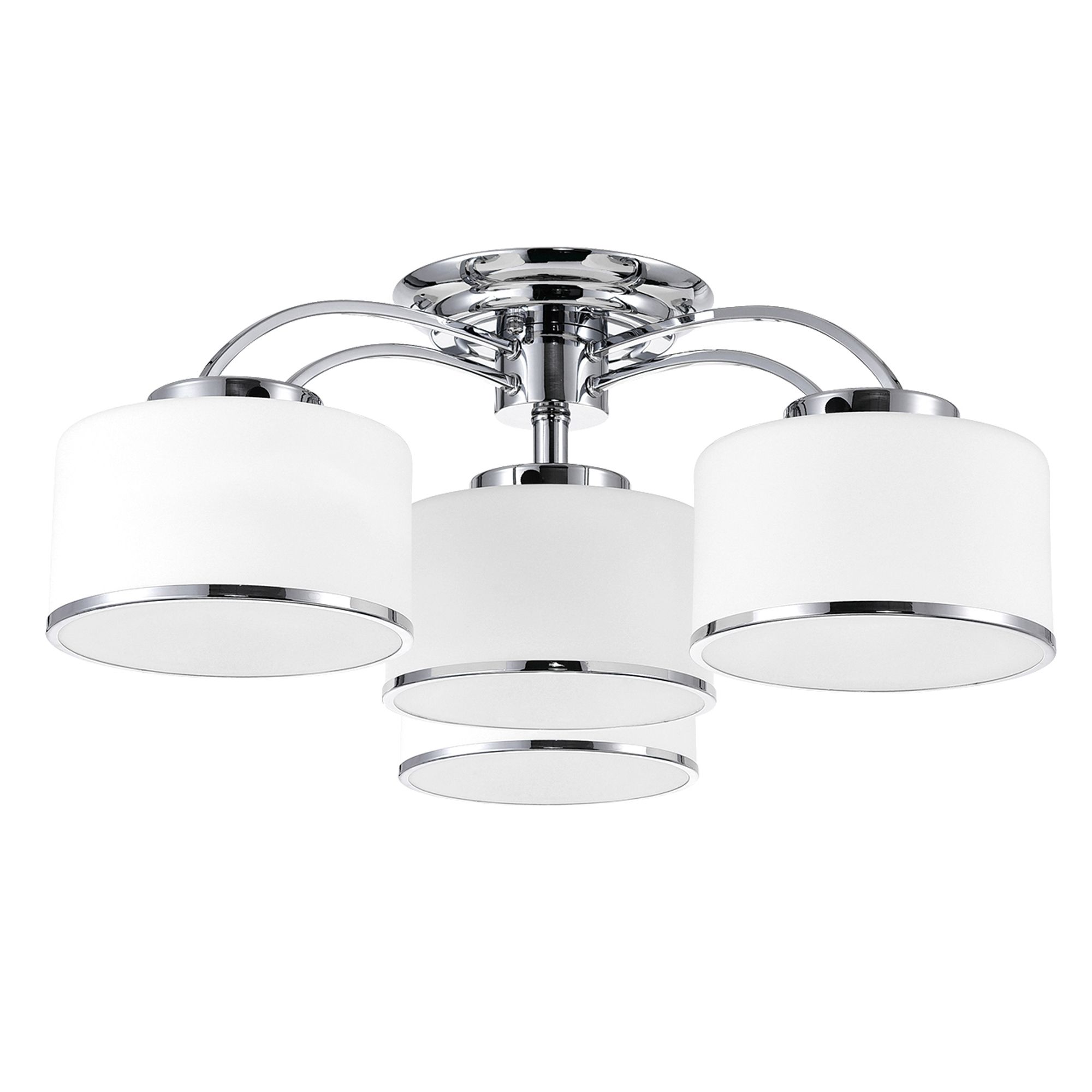 Image 5 Frosted 4 Light Drum Shade Flush Mount With Chrome Finish more views