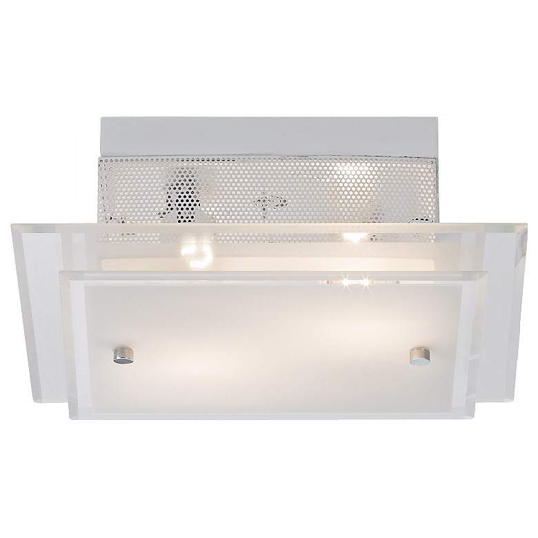 Frosted Glass and White Square Flushmount Ceiling Light more views