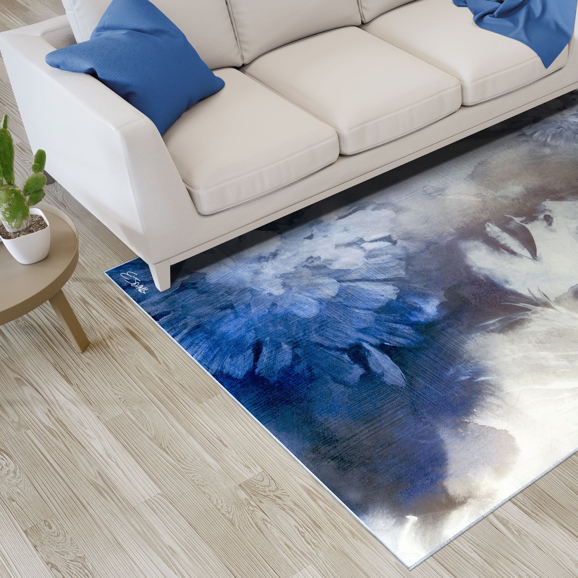 Image 5 Frosted Glass Washable Abstract Art Area Rug size 5'x8' more views