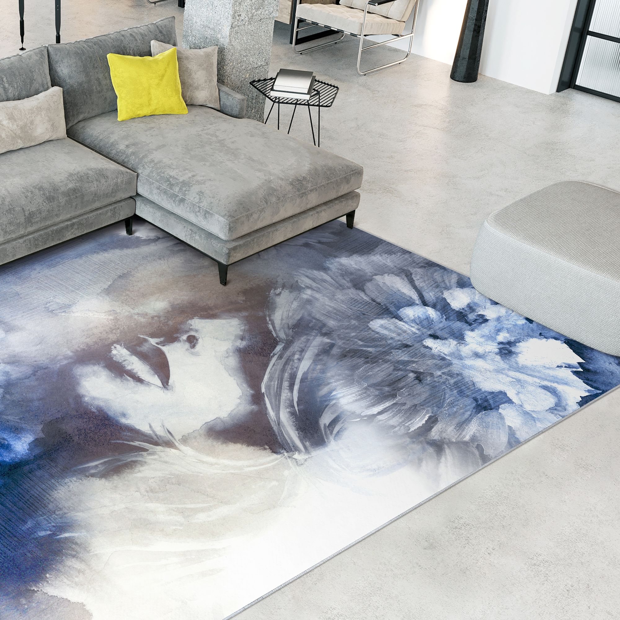 Image 5 Frosted Glass Washable Abstract Art Area Rug size 8'x10' more views