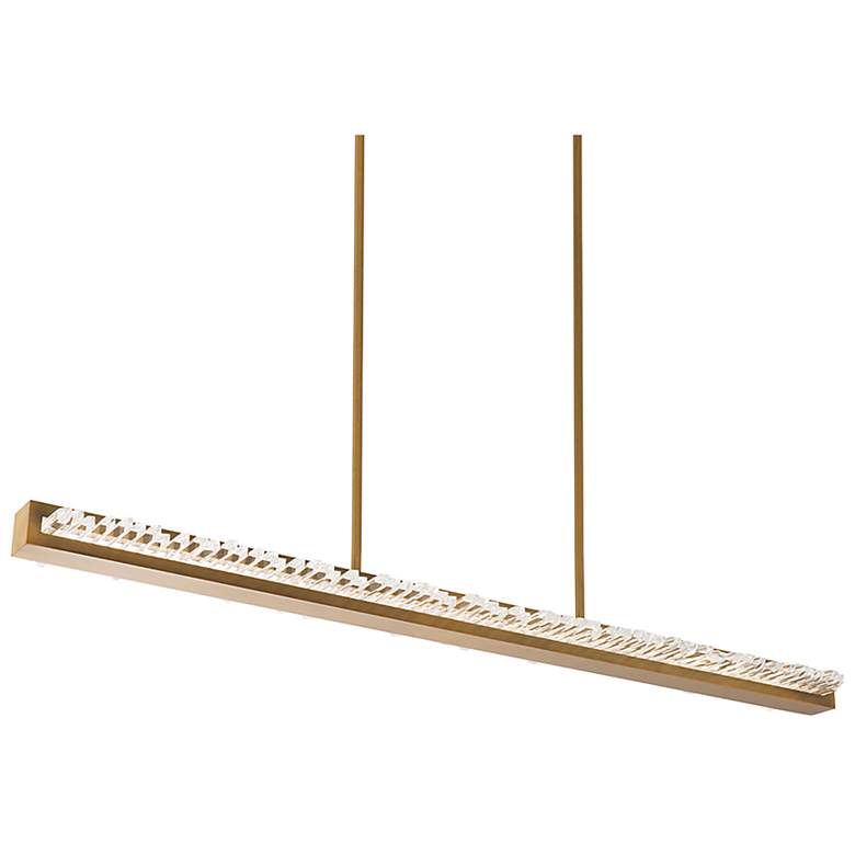 Image 1 Frozen 2"H x 47.25"W 1-Light Crystal Linear Pendant in Aged Brass