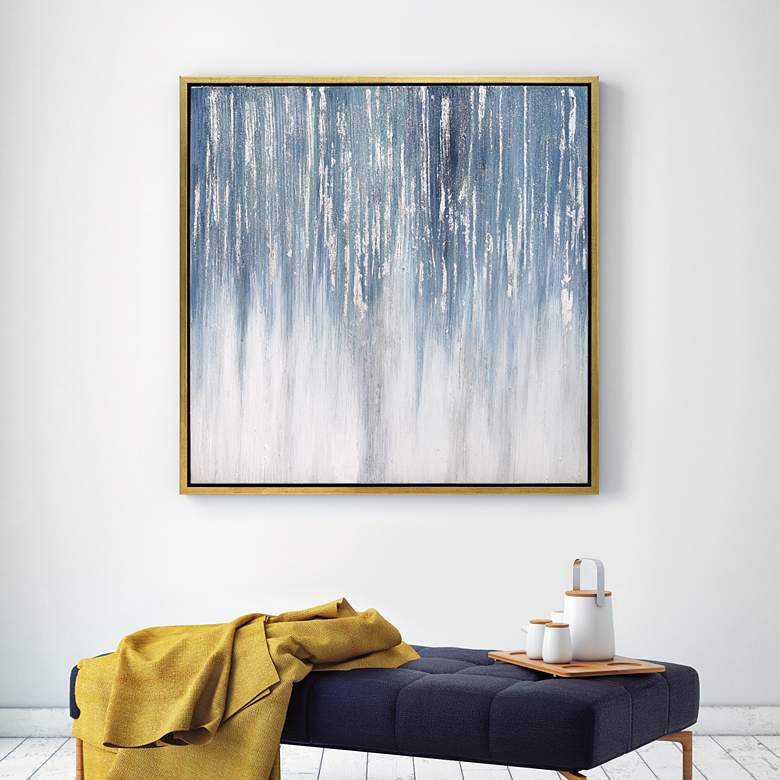 Image 2 Frozen Rain 36 inch Square Metallic Framed Canvas Wall Art