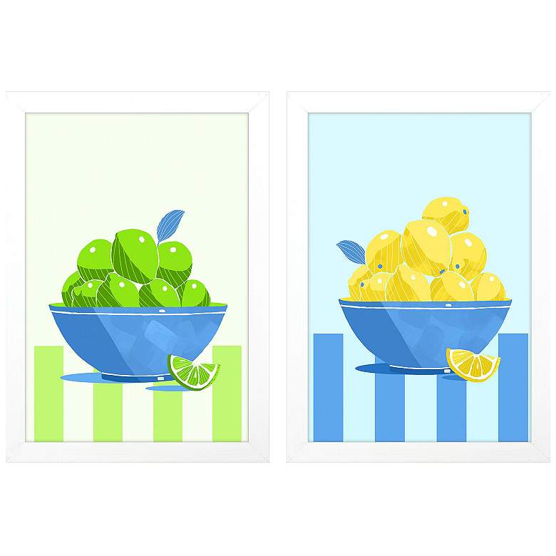 Image 1 Fruit Bowls II 19"W x 27"H Framed Art - Set of 2