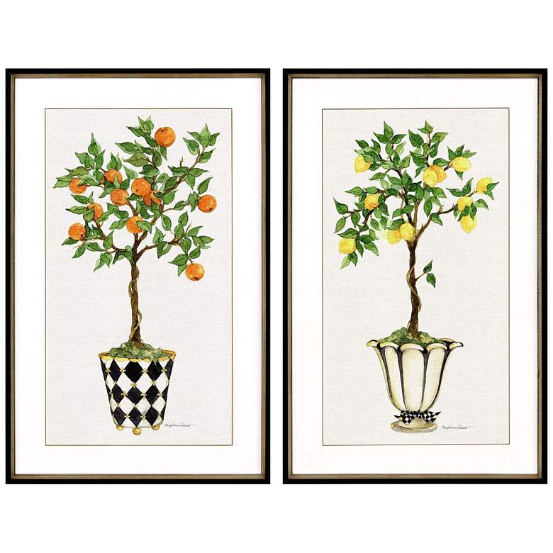 Fruit Topiary 40 inch High Framed Giclee Wall Art Set of 2