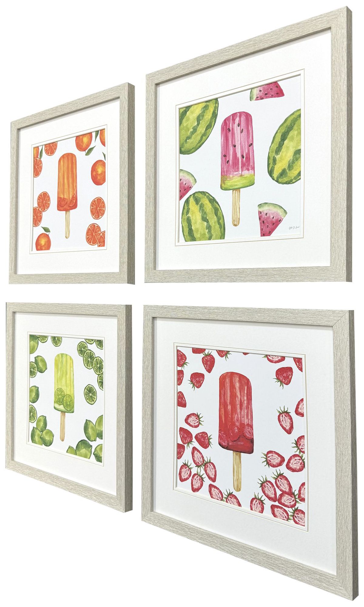 Image 2 Fruity Popsicles 15"W x 15"H Framed Art Set of 4 more views
